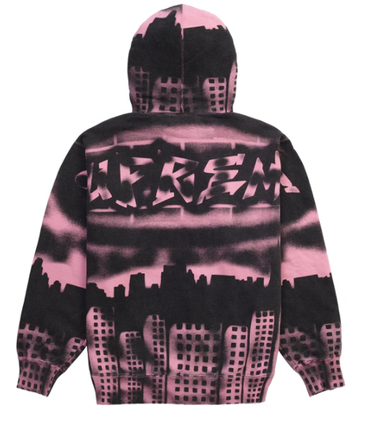 Supreme x New York Yankees Airbrush Hooded Sweatshirt Pink