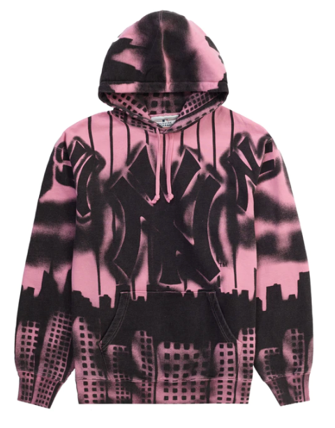 Supreme x New York Yankees Airbrush Hooded Sweatshirt Pink